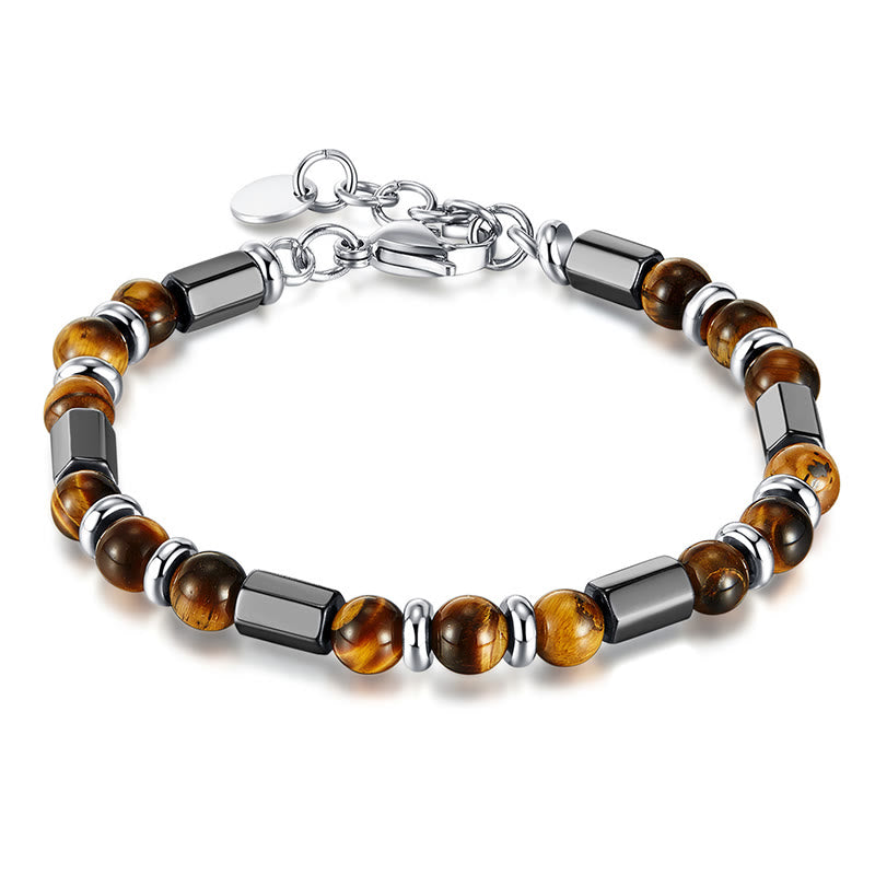 Tiger Eye Hematite Strength Buckle Chain Bracelet