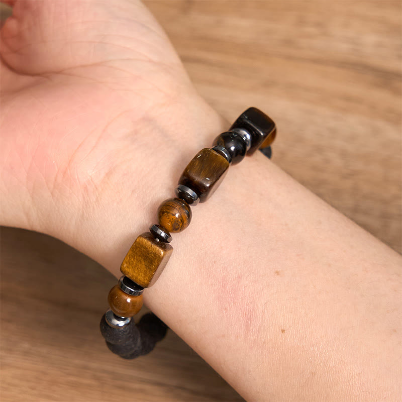 Various Crystals Lava Rock Calm Bracelet