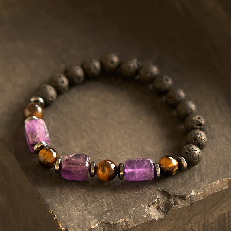Various Crystals Lava Rock Calm Bracelet