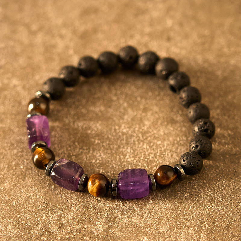 Various Crystals Lava Rock Calm Bracelet