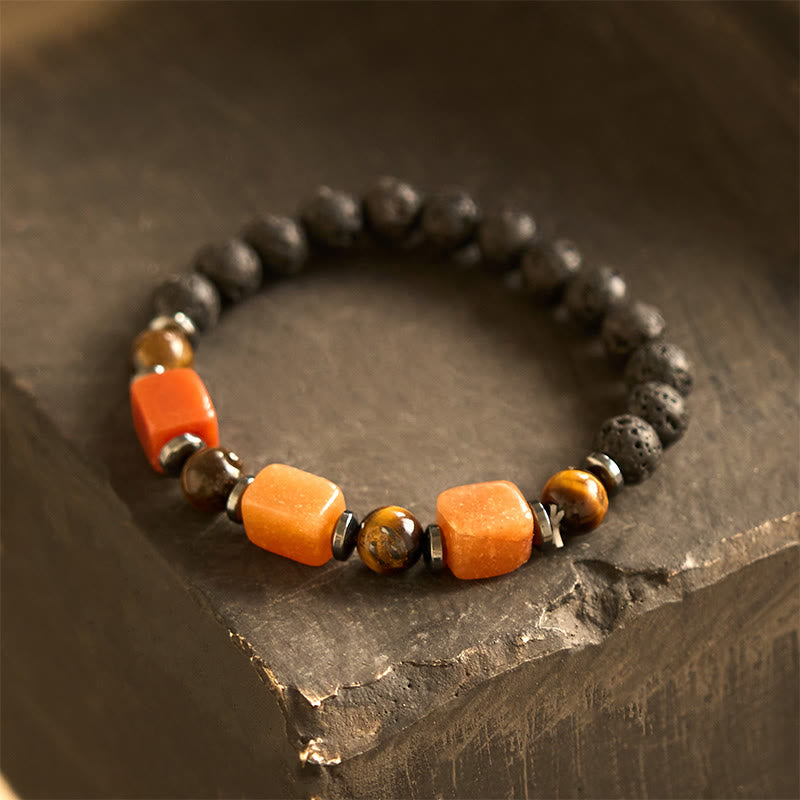 Various Crystals Lava Rock Calm Bracelet