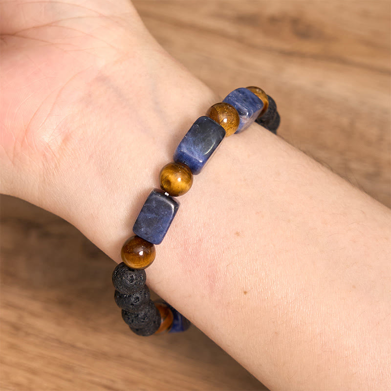 Various Crystals Lava Rock Calm Bracelet