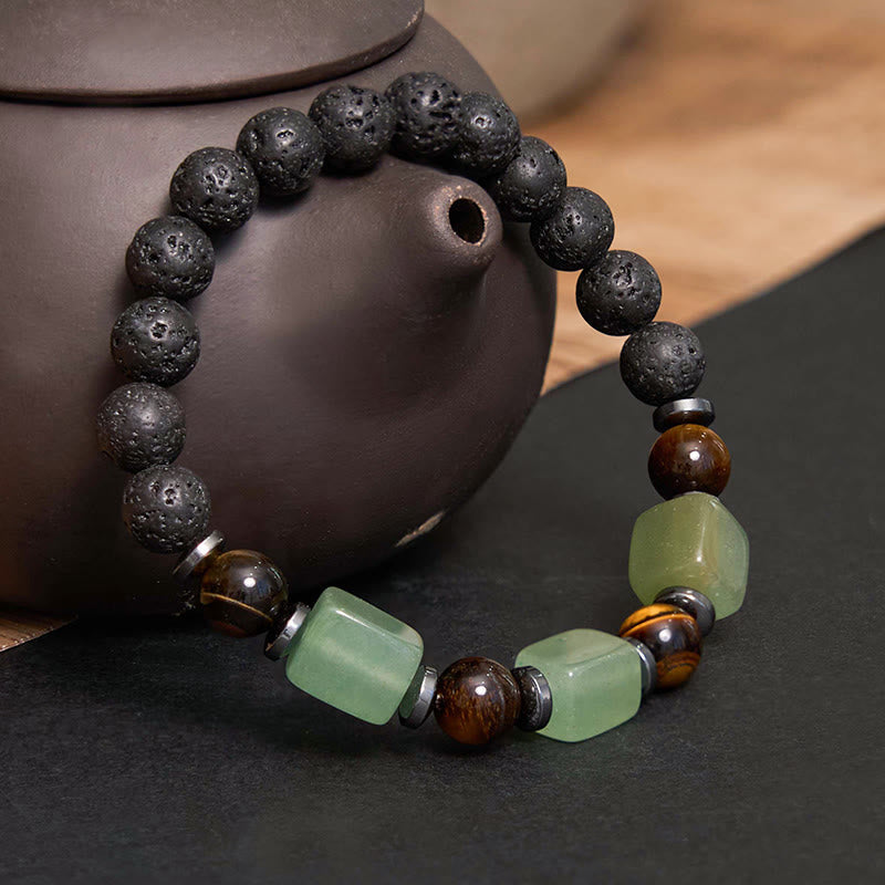 Various Crystals Lava Rock Calm Bracelet