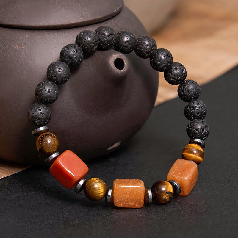 Various Crystals Lava Rock Calm Bracelet