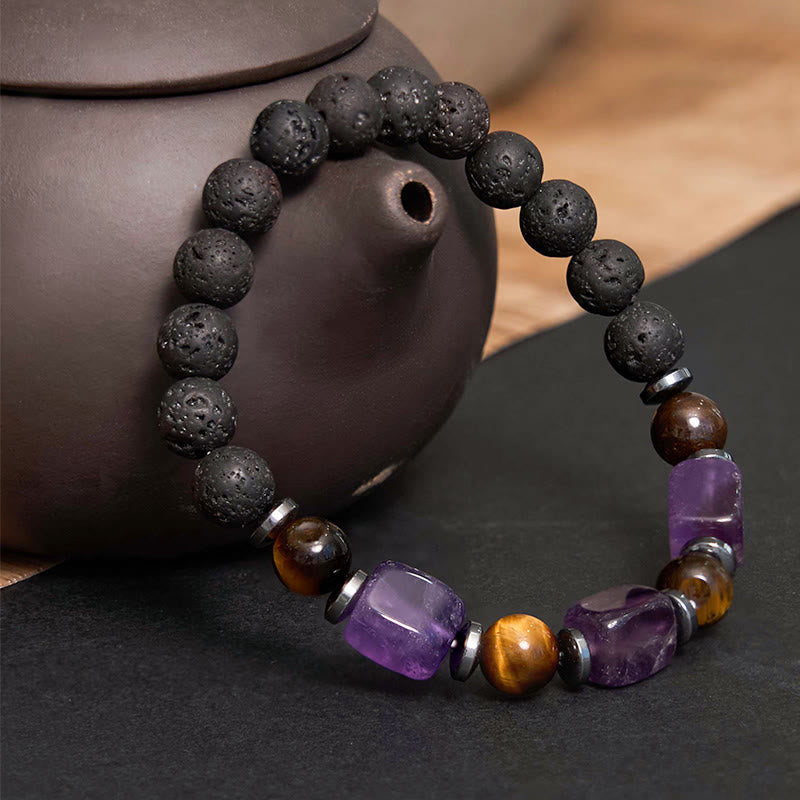 Various Crystals Lava Rock Calm Bracelet