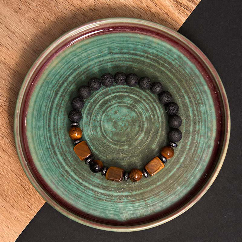 Various Crystals Lava Rock Calm Bracelet