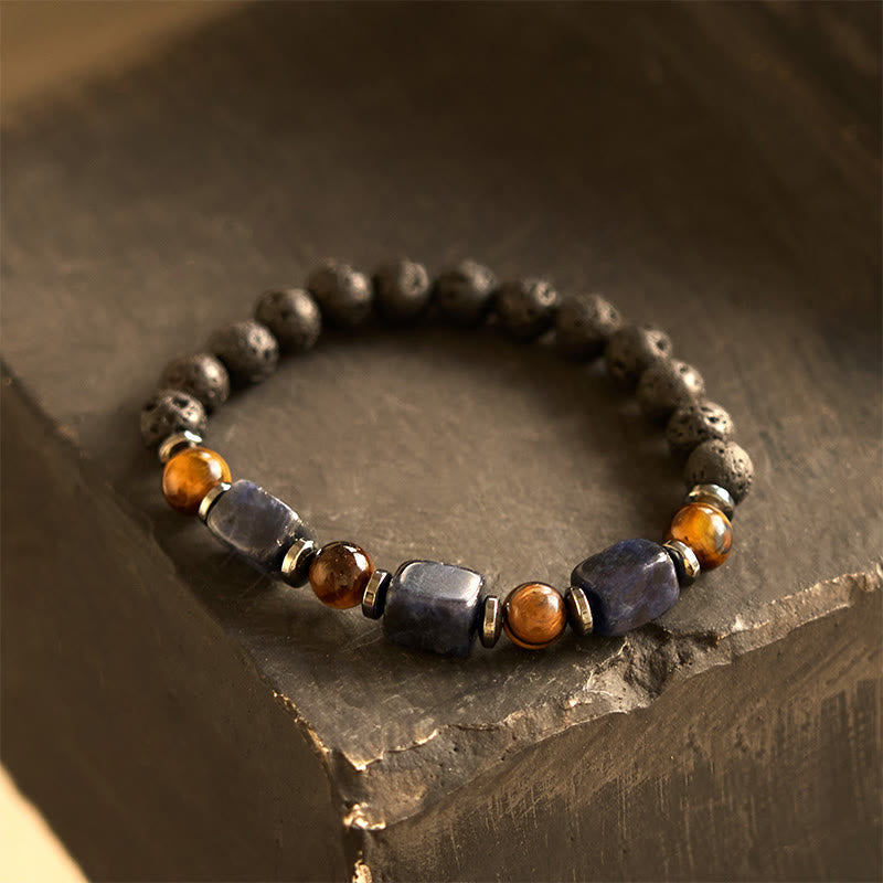 Various Crystals Lava Rock Calm Bracelet
