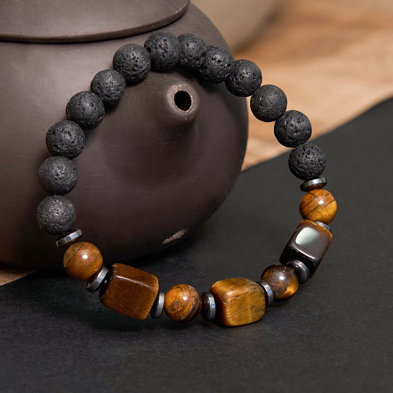 Various Crystals Lava Rock Calm Bracelet