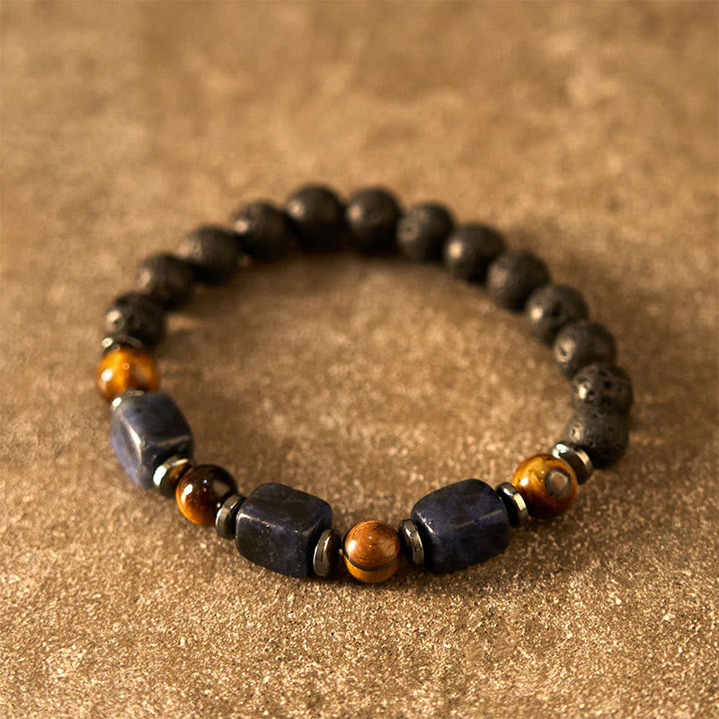 Various Crystals Lava Rock Calm Bracelet