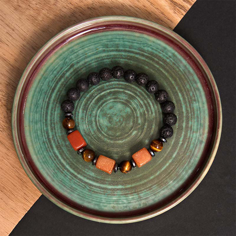 Various Crystals Lava Rock Calm Bracelet