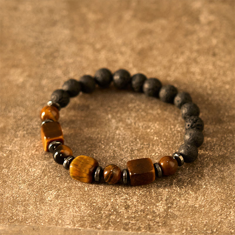 Various Crystals Lava Rock Calm Bracelet