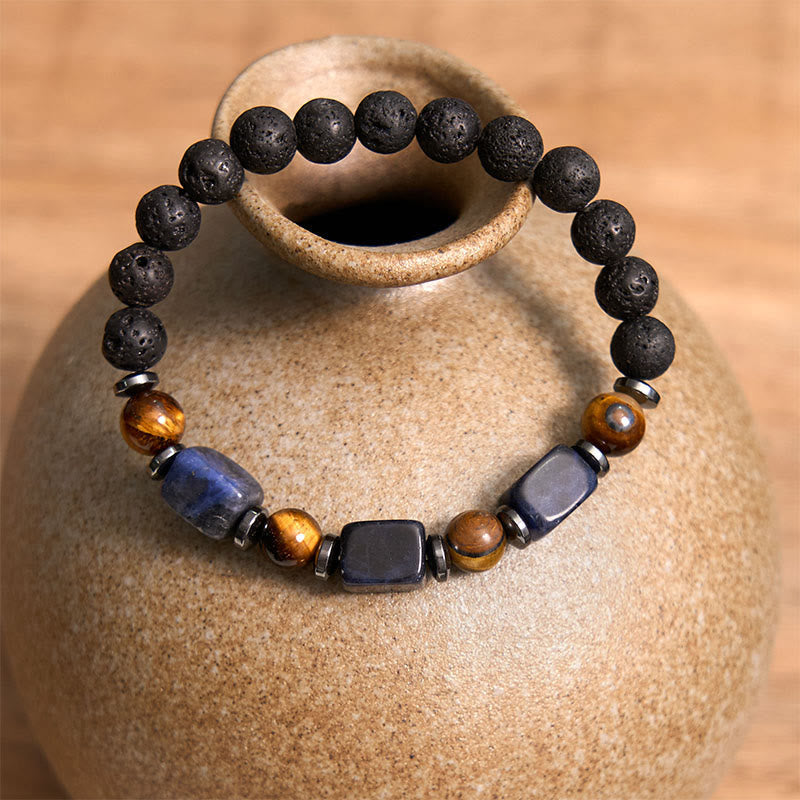 Various Crystals Lava Rock Calm Bracelet
