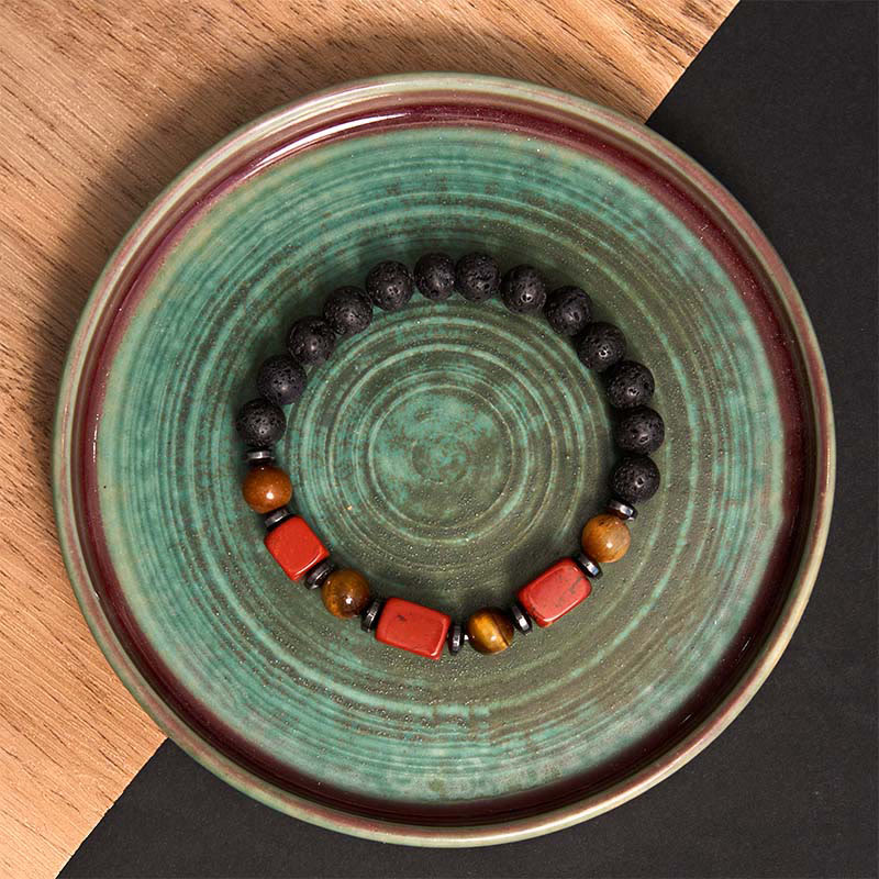 Various Crystals Lava Rock Calm Bracelet