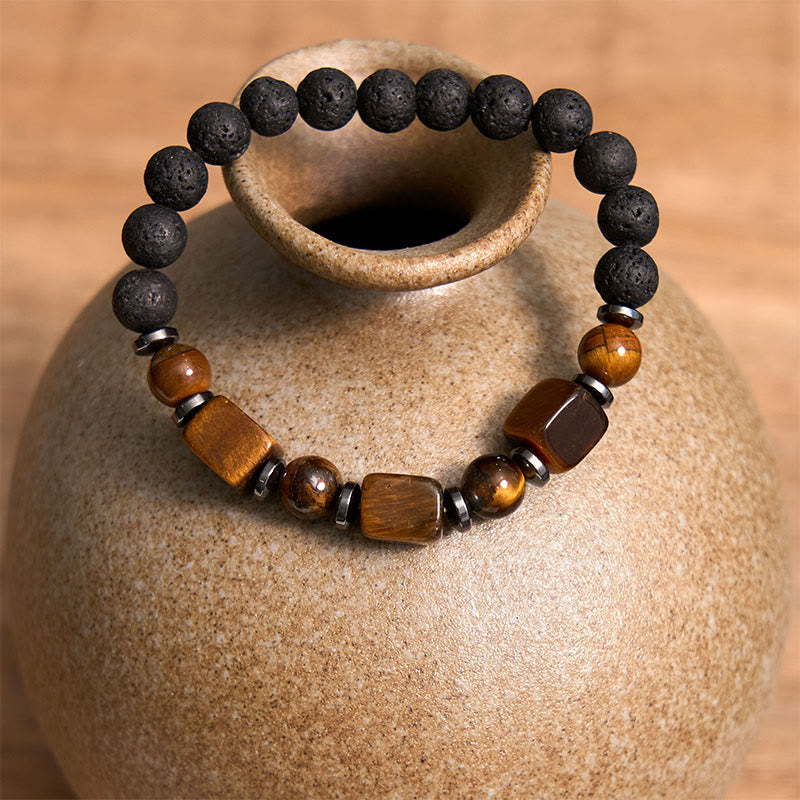 Various Crystals Lava Rock Calm Bracelet