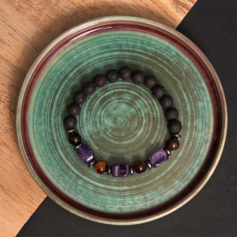 Various Crystals Lava Rock Calm Bracelet