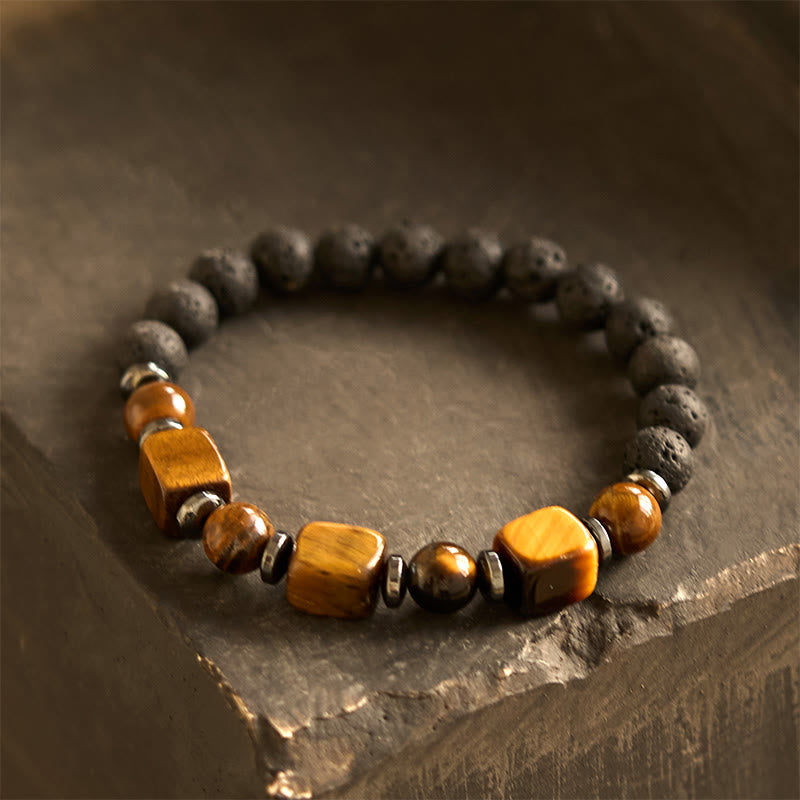 Various Crystals Lava Rock Calm Bracelet