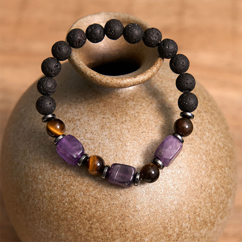 Various Crystals Lava Rock Calm Bracelet