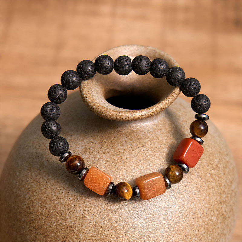 Various Crystals Lava Rock Calm Bracelet