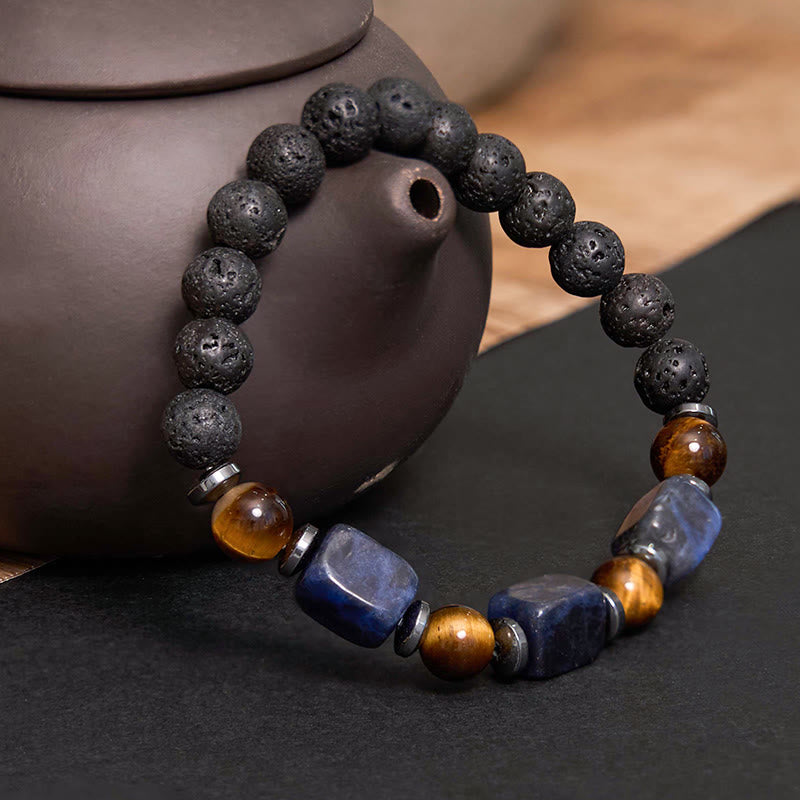 Various Crystals Lava Rock Calm Bracelet