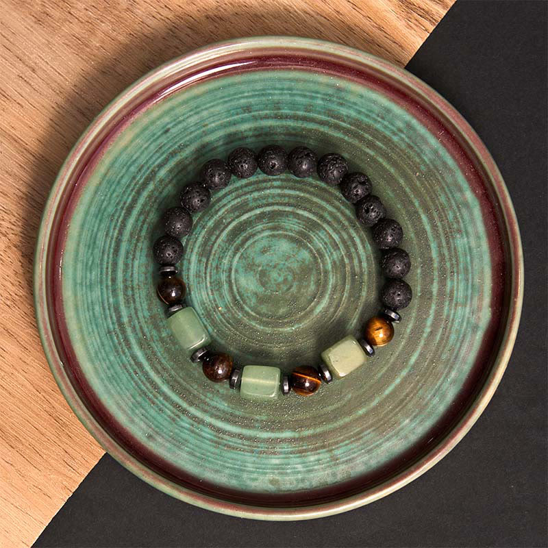 Various Crystals Lava Rock Calm Bracelet