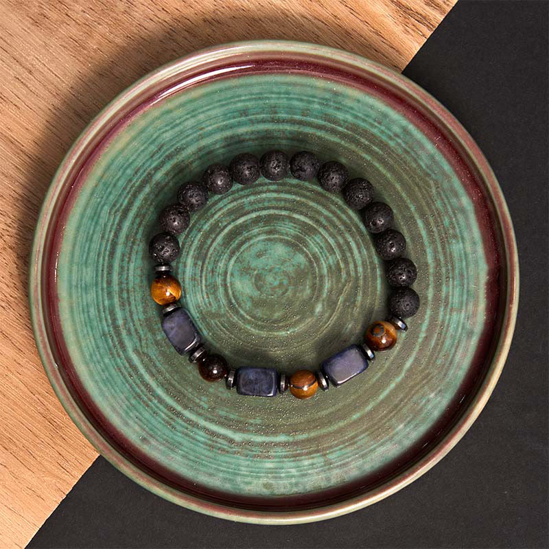 Various Crystals Lava Rock Calm Bracelet