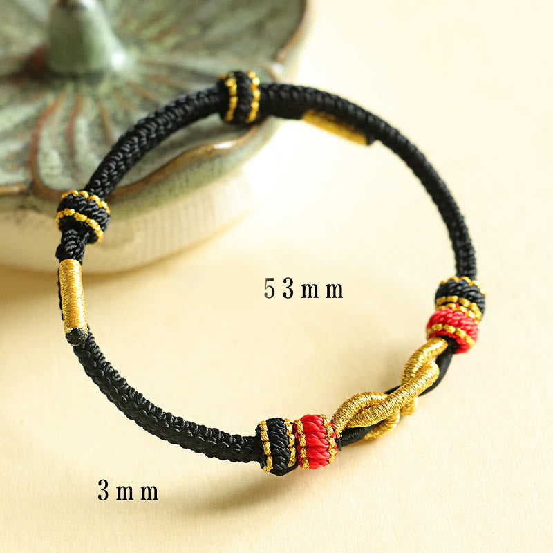 Handmade Braided Red String Bracelet with Sycee Ingot Pattern