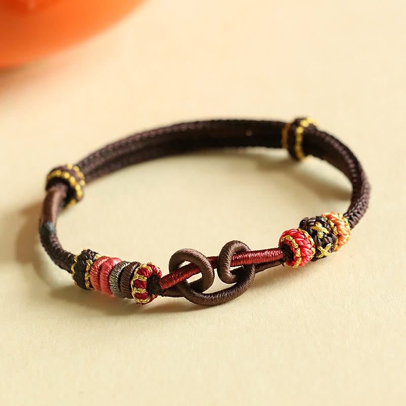 Handmade Braided Red String Bracelet with Sycee Ingot Pattern