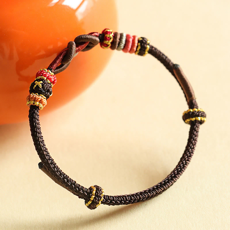 Handmade Braided Red String Bracelet with Sycee Ingot Pattern