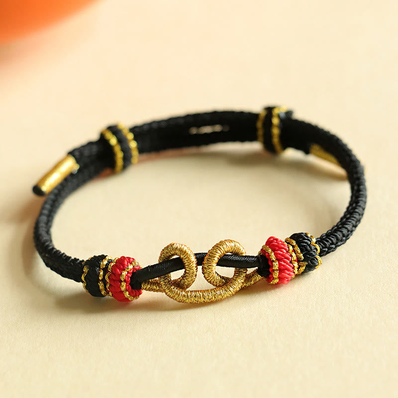 Handmade Braided Red String Bracelet with Sycee Ingot Pattern