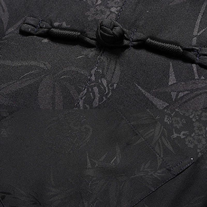 Breathable Bamboo Print Mandarin Collar Men's Meditation Set