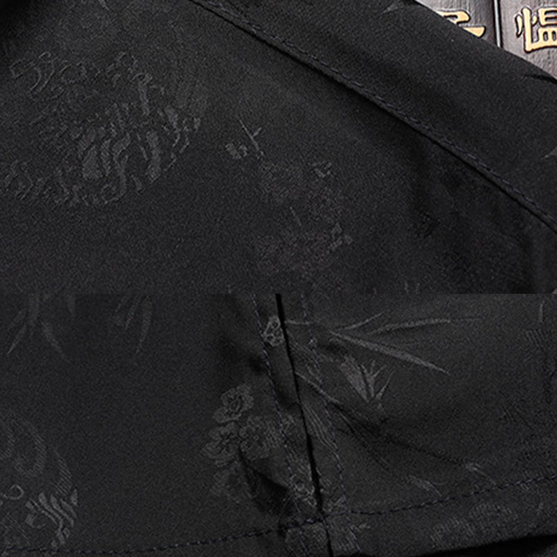 Breathable Bamboo Print Mandarin Collar Men's Meditation Set