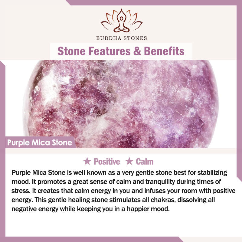 Natural Purple Mica Lepidolite Beaded Energy Bracelet for Balance