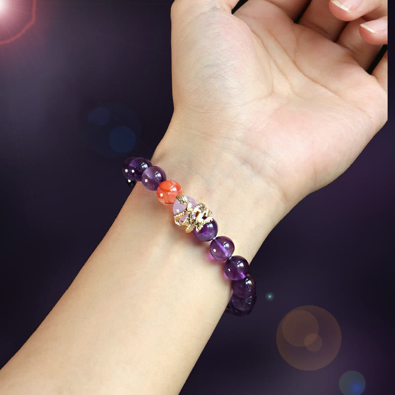 Various Crystal Pink Crystal Amethyst Year Of The Snake Lucky Bracelet