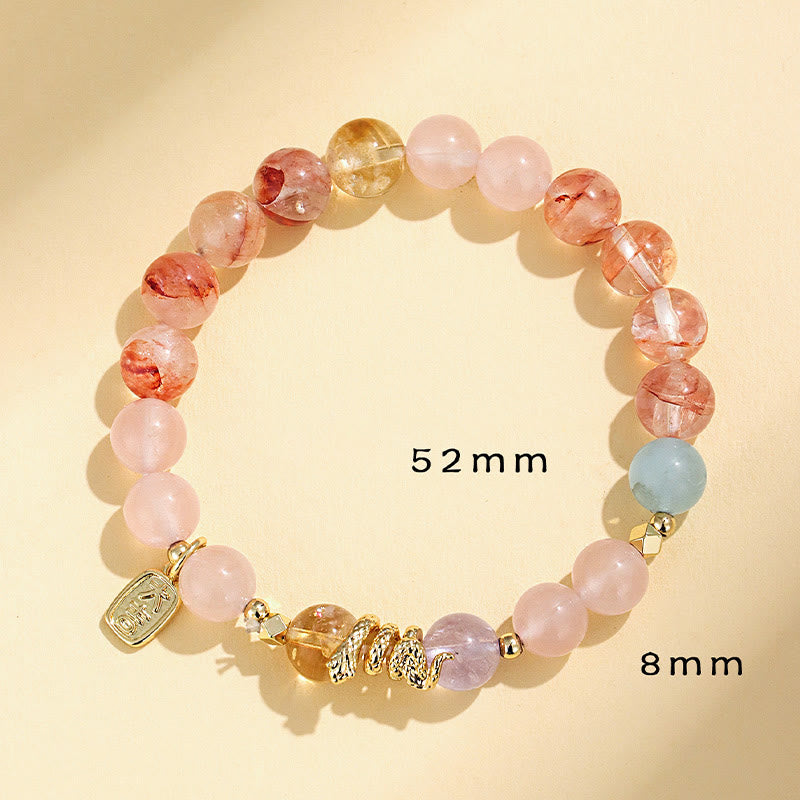 Various Crystal Pink Crystal Amethyst Year Of The Snake Lucky Bracelet