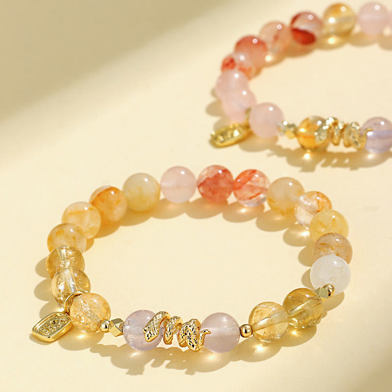 Various Crystal Pink Crystal Amethyst Year Of The Snake Lucky Bracelet
