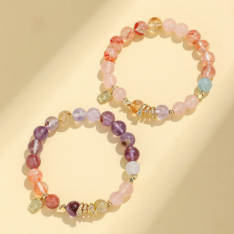 Various Crystal Pink Crystal Amethyst Year Of The Snake Lucky Bracelet