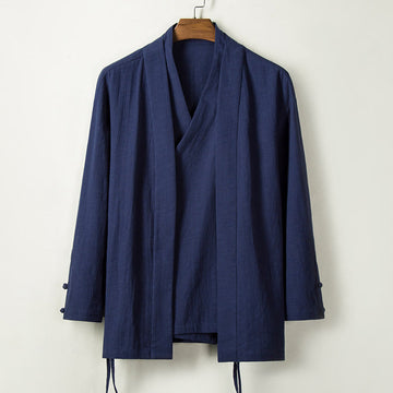 Fall Chinese Hanfu Cotton Linen Men Jacket Clothing