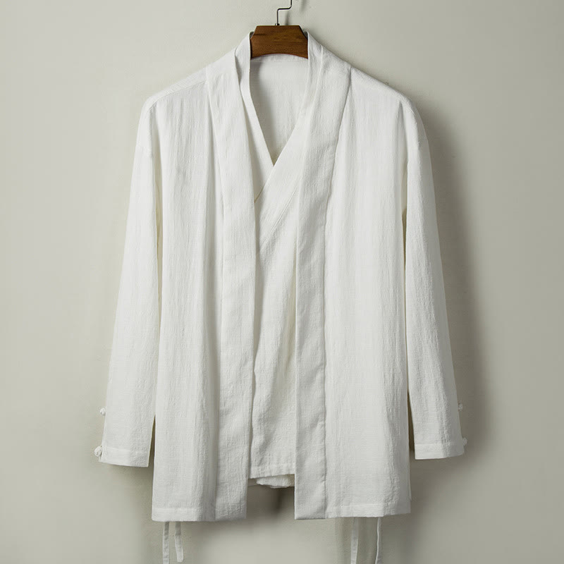 Fall Chinese Hanfu Cotton Linen Men Jacket Clothing