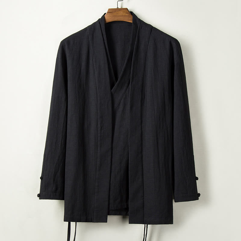 Fall Chinese Hanfu Cotton Linen Men Jacket Clothing