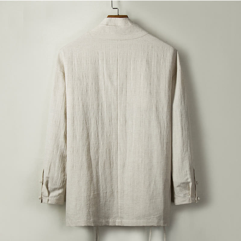 Fall Chinese Hanfu Cotton Linen Men Jacket Clothing
