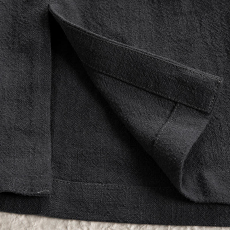 Simple Fall Lace-up Cotton Linen Men Jacket Coat Zen Clothing