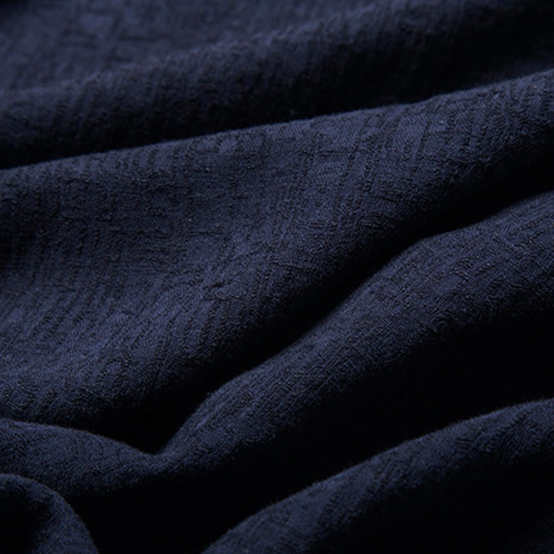 Tactile Cotton Linen Stand Collar Meditation Shirt