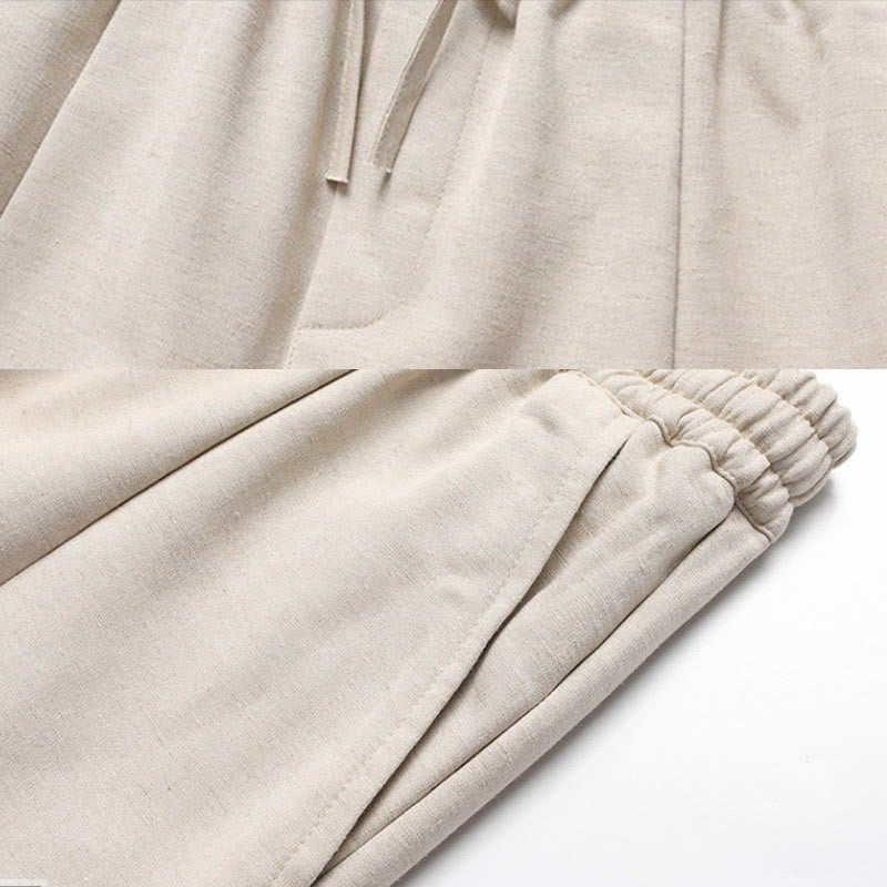 Solid Tang Suit Traditional Fleece Lined Uniform Long Sleeve Top Pants Men's Set
