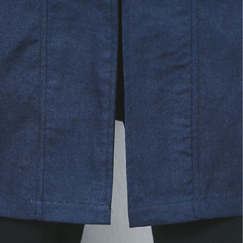 Fall Simple Frog-Button Linen Men's Mid-length Coat Zen Clothing