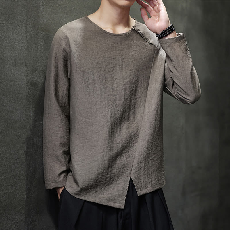 Breathable Cotton Minimalist Lounge Men's Long Sleeve T-Shirt