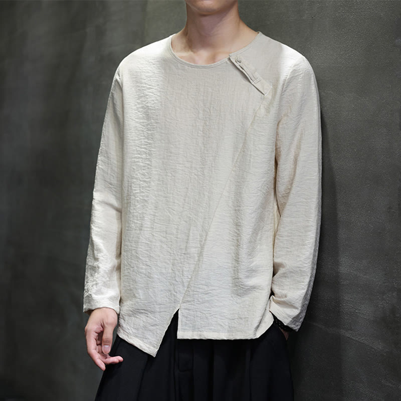 Breathable Cotton Minimalist Lounge Men's Long Sleeve T-Shirt