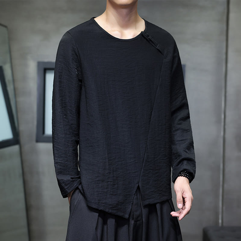 Breathable Cotton Minimalist Lounge Men's Long Sleeve T-Shirt