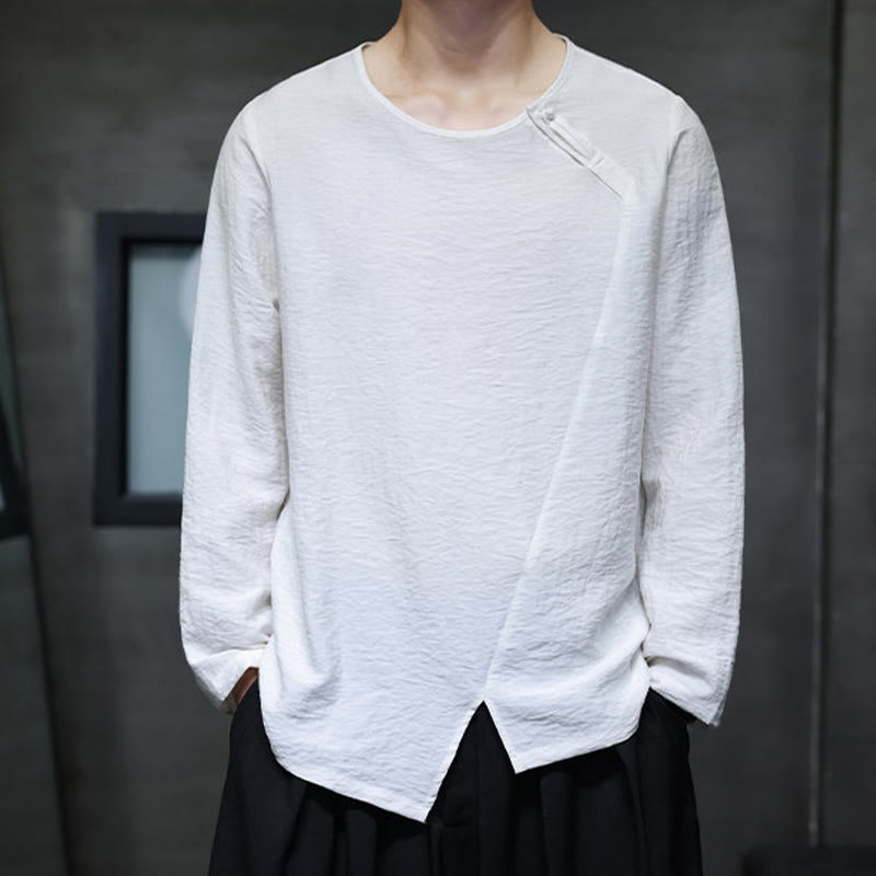 Breathable Cotton Minimalist Lounge Men's Long Sleeve T-Shirt