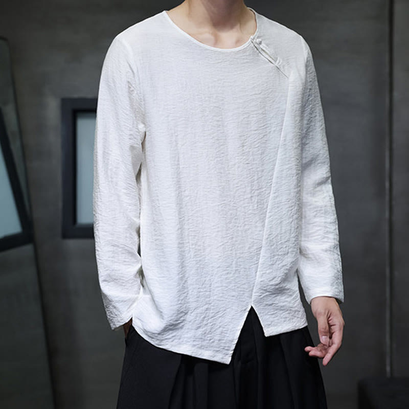 Breathable Cotton Minimalist Lounge Men's Long Sleeve T-Shirt