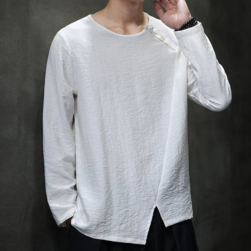 Breathable Cotton Minimalist Lounge Men's Long Sleeve T-Shirt
